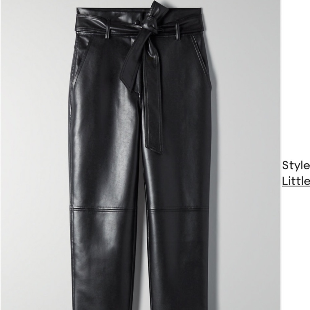 Aritzia Tie Front Leather Pants